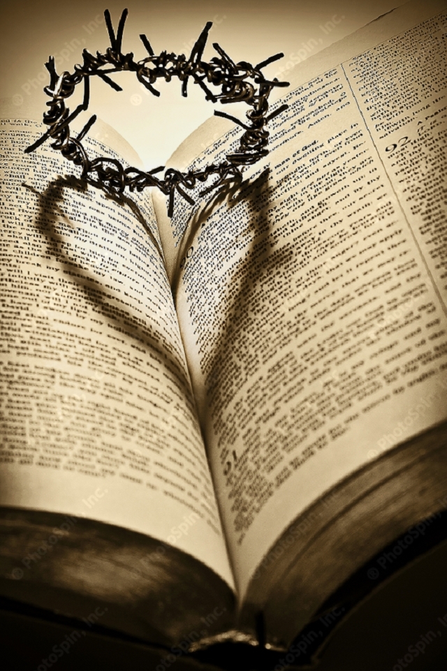 Bible and cross of thorns
